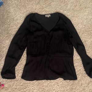 Loft Black Button-Up Blouse